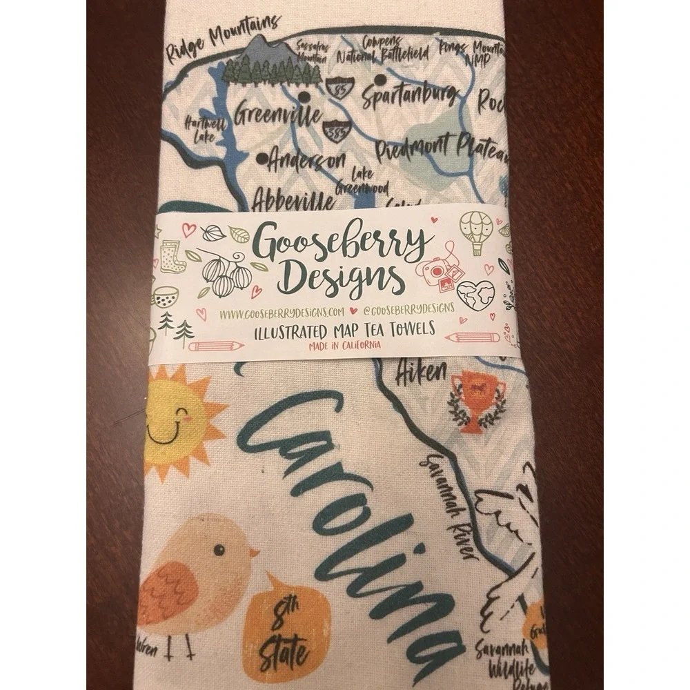 Gooseberry Designs 100% Cotton Tea Towel South Carolina‎